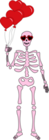 Funny Skeleton with decor for Valentine's day. Cute character Skeleton Bones png