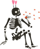 Funny Skeleton with decor for Valentine's day. Cute character Skeleton Bones png