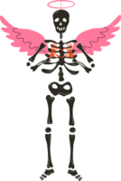 Funny Skeleton with decor for Valentine's day. Cute character Skeleton Bones png