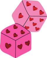 Two dices with hearts . Concept Valentine's day png