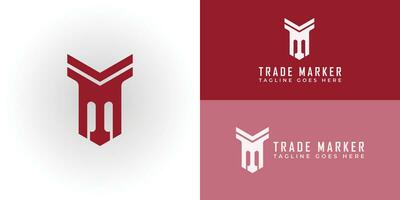 logotipo de letra inicial abstracta tm o mt en color rojo aislado en fondo blanco aplicado para el logotipo de la empresa de coordinación de transacciones inmobiliarias también adecuado para las marcas o empresas. vector