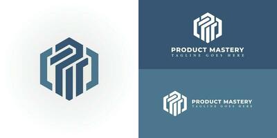 resumen inicial letra pm o mp logo en profundo azul color aislado en blanco antecedentes aplicado para producción casa empresa logo además adecuado para el marcas o empresas tener inicial nombre mp o pm. vector