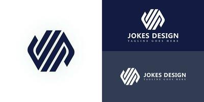 Abstract initial letter JD or DJ logo in blue navy color isolated in white background. JD logo is a little explanation of the concept of the logo a unique JD letter with clean, clear, and thick lines vector