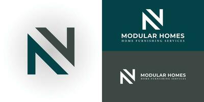 Logo design inspiration for architectural modular homes company inspired from the abstract letter N isolated in the white background also suitable for the brands or companies that have the initial NN vector