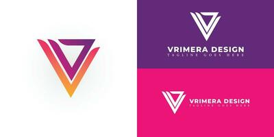 Abstract initial letter VD or DV logo in colorful gradient color isolated in white background applied for video and photo services provider logo also suitable for the brands or companies vector