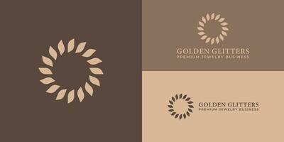 Digital flower icon design. Dotted logotype template for a premium service business presented with multiple background colors. The logo is also suitable for jewelry and bijouterie brand company logos vector