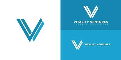 Abstract initial letter V or VV logo in blue color isolated in white background applied for venture company logo also suitable for the brands or companies have initial name V or VV. vector