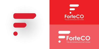 abstract initial letter F logo in red color isolated in white background applied for telecom tech company logo also suitable for the brands or companies that have initial name F vector