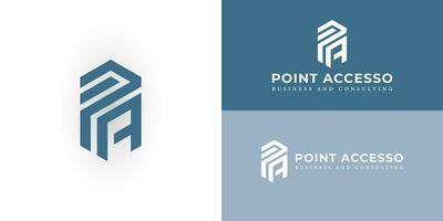 Initial letters PA rounded hexagon shape monogram blue simple modern logo presented with multiple background colors. The logo is suitable for a business and consulting company logo design inspiration vector