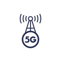 5G antenna tower icon on white vector