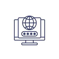 password protected network line icon vector