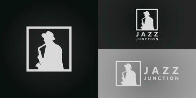 Silhouette Music Jazz Singer Saxophone Player Classic Logo design inspiration presented with multiple background colors. The logo is suitable for a jazz club logo design inspiration template vector