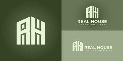 abstract initial letter R and H in white color isolated in gradient green background applied for real estate logo design also suitable for the brands or companies that have initial name RH or HR vector