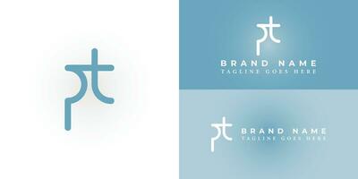 Abstract initial letter PT or TP linked round lowercase logo in blue color isolated on a white background. Letter PT logo applied for accounting and financial logo design inspiration template vector