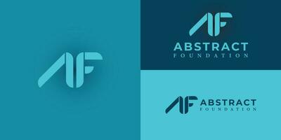 Abstract initial letter AF or FA logo in blue cyan color isolated in blue background applied for foundation business logo design also suitable for the brand or company that has initial name FA or AF vector