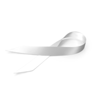 een realistisch 3d lint PNG in wit naar verhogen bewustzijn over kanker en promoten haar preventie, detectie en behandeling, een iconisch lint van wereld kanker dag en een symbool van borst kanker bewustzijn