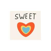 A box with candies with the text sweet and a heart. Symbol of love, romance. Design for Valentine's Day. vector