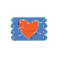 Candy in the shape of a heart in a wrapper. Symbol of love, romance. Design for Valentine's Day. vector