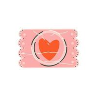 A condom with a heart on the wrapper. Symbol of love, romance. Design for Valentine's Day. vector