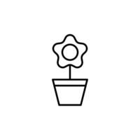 Pot Flower Vector Line Icon for Adverts. Suitable for books, stores, shops. Editable stroke in minimalistic outline style. Symbol for design