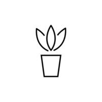 Pot Flower Simple Outline Symbol for Web Sites. Suitable for books, stores, shops. Editable stroke in minimalistic outline style. Symbol for design vector