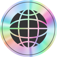 y2k holographique globe autocollant png