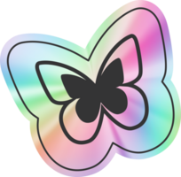 Y2k holographic butterfly sticker png