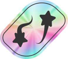 Y2k holographic sticker star png