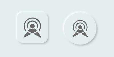 Broadcast solid icon in neomorphic design style. Online signs vector illustration.