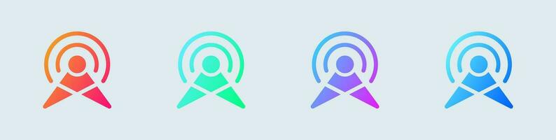 Broadcast solid icon in gradient colors. Online signs vector illustration.