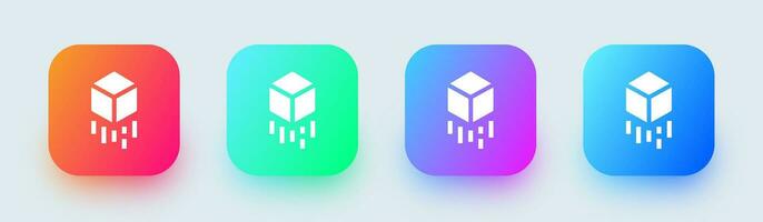 Simulation solid icon in square gradient colors. Virtual reality signs vector illustration.