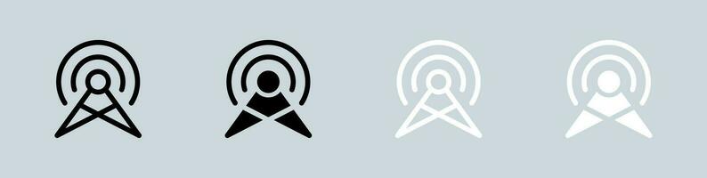 Broadcast icon set in black and white. Online signs vector illustration.