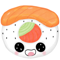 Cartoon Japanese food sushi characters Set sushi cartoon characters Funny character sushi illustration png