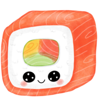 Cartoon Japanese food sushi characters Set sushi cartoon characters Funny character sushi illustration png