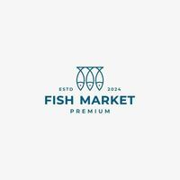 Simple minimalist fish market logo design vector