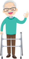 elderly man or grandfather in actions character png