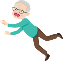 elderly man or grandfather in actions character png