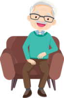 elderly man or grandfather in actions character png