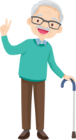 elderly man or grandfather in actions character png
