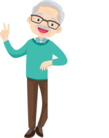 elderly man or grandfather in actions character png