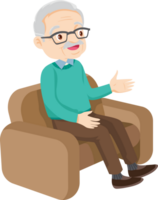 elderly man or grandfather in actions character png