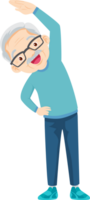 mayor hombre en ejercicio. abuelo comportamiento a moverse el cuerpo sano png