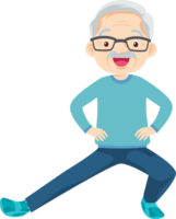 elderly man on exercise. grandfather actions to move the body healthy png