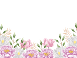 Purper pioen en wit jasmijn waterverf bloem achtergrond png