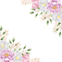 lila Pfingstrose und Weiß Jasmin Aquarell Blume Rand png