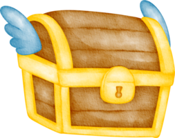 watercolor treasure chest illustration png