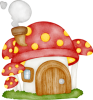 aquarelle champignon maison illustration png