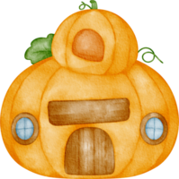 watercolor Pumpkin House illustration png