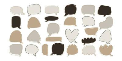 Hand drawn doodle style speech bubbles set. Quote, conversation, dialogue. Vector illustration.