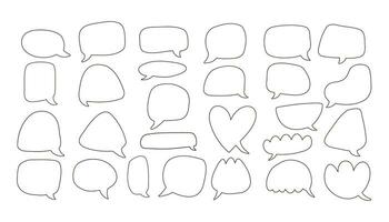 Hand drawn doodle style speech bubbles set. Quote, conversation, dialogue. Vector illustration.